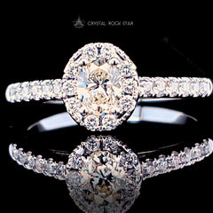 Yellow Diamond Oval White Gold Halo Ring