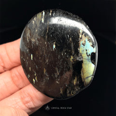 Greenland Nuummite Rare Blue Flash Palm Stone