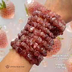 Genuine Strawberry Quartz Bead Bracelet