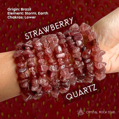 Genuine Strawberry Quartz Bead Bracelet