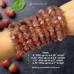 Genuine Strawberry Quartz Bead Bracelet