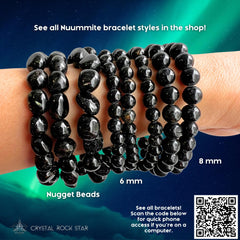 Genuine Nuummite Stretch Beaded Bracelet 10mm