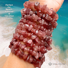 Genuine Strawberry Quartz Bead Bracelet