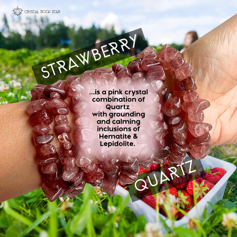 Genuine Strawberry Quartz Bead Bracelet