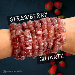 Genuine Strawberry Quartz Bead Bracelet