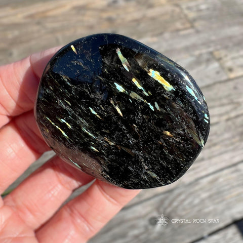 Flying Stars Nuummite Palm Stone