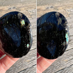 Galactic Stars Nuummite Palm Stone