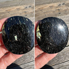 Galactic Stars Nuummite Palm Stone