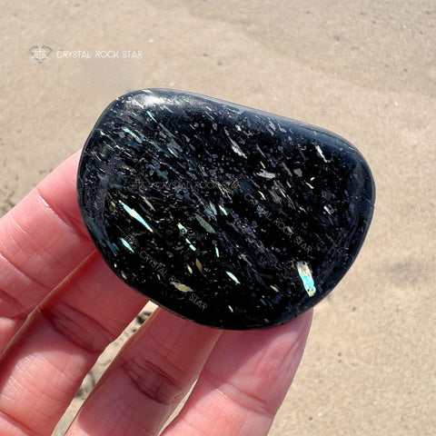 Shooting Stars Nuummite Flashy Palm Stone