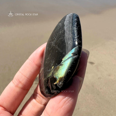 Flashy Greenland Nuummite Palm Stone 2"