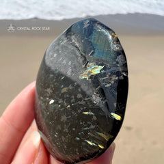 Strong Flash Greenland Nuummite Palm Stone