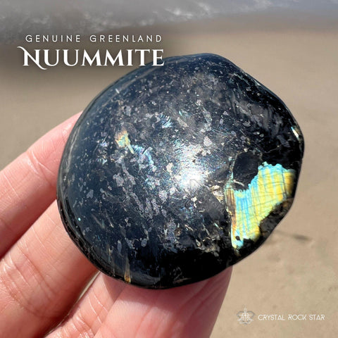 Strong Flash Greenland Nuummite Palm Stone