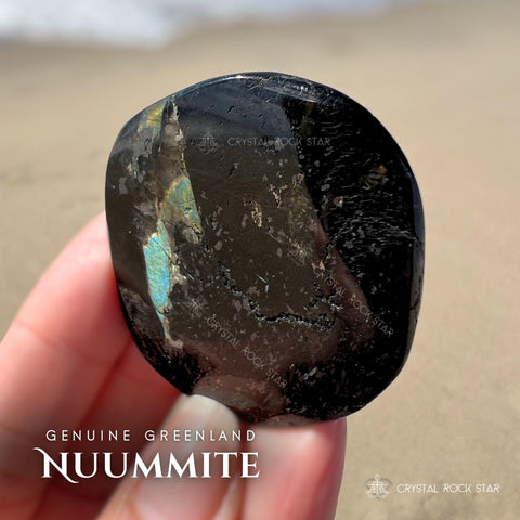 Genuine Nuummite Palm Stone 1.9"