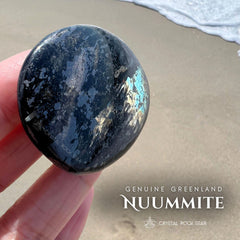 Premium Greenland Nuummite Flashy Palm Stone