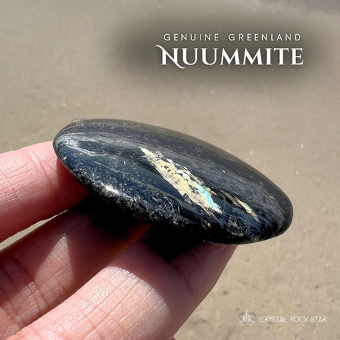 Genuine Nuummite Empath Protection Palm Stone 2"