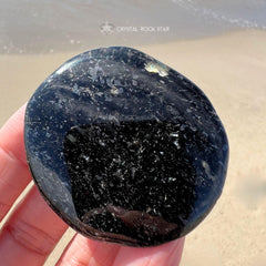 Genuine Nuummite Empath Protection Palm Stone 2"