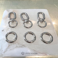 Silver Bag Charm Keychain Pendant Connector Rings