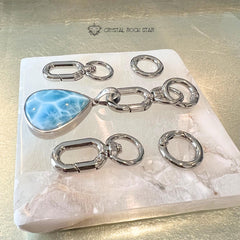 Silver Bag Charm Keychain Pendant Connector Rings