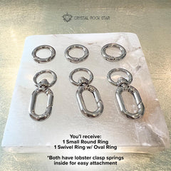 Silver Bag Charm Keychain Pendant Connector Rings