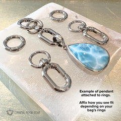Silver Bag Charm Keychain Pendant Connector Rings