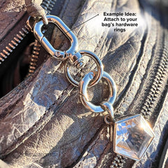 Silver Bag Charm Keychain Pendant Connector Rings