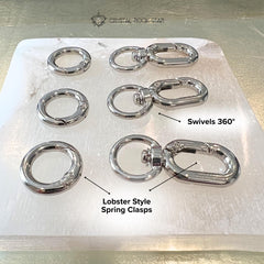 Silver Bag Charm Keychain Pendant Connector Rings