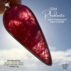 Rare Shimmery Gem Rhodonite Silver Pendant
