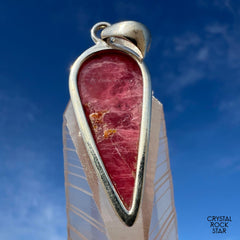 Rare Shimmery Gem Rhodonite Silver Pendant