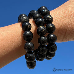 Genuine Nuummite Stretch Beaded Bracelet 10mm
