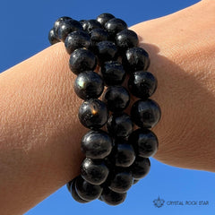 Genuine Nuummite Stretch Beaded Bracelet 10mm