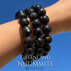 Genuine Nuummite Stretch Beaded Bracelet 10mm