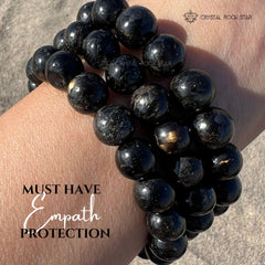 Genuine Nuummite Stretch Beaded Bracelet 10mm