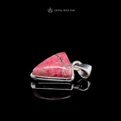 Tugtupite Triangle Silver Pendant - UV Reactive