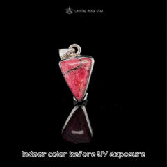 Tugtupite Triangle Silver Pendant - UV Reactive