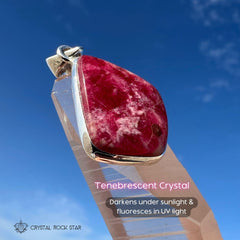 Rare Greenland Tugtupite UV Reactive Silver Pendant