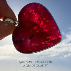 Reserved - Rare Tugtupite Heart Silver Pendant