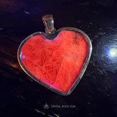 Reserved - Rare Tugtupite Heart Silver Pendant