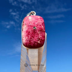 Tugtupite Sterling Silver Pendant, UV Reactive