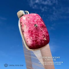 Tugtupite Sterling Silver Pendant, UV Reactive