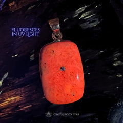 Tugtupite Sterling Silver Pendant, UV Reactive
