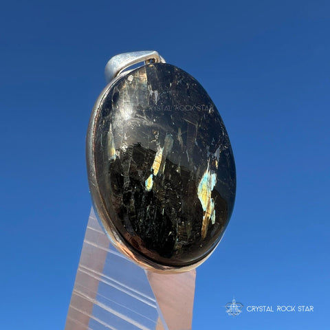 Greenland Nuummite Silver Oval Pendant