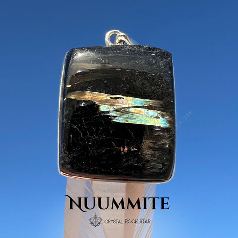 Flashy Greenland Nuummite Silver Pendant