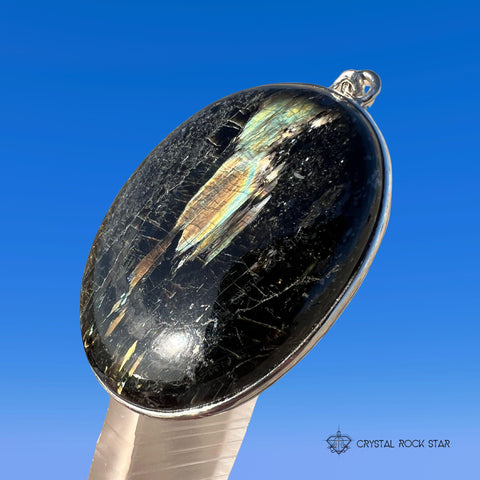 Greenland Nuummite Silver Oval Pendant