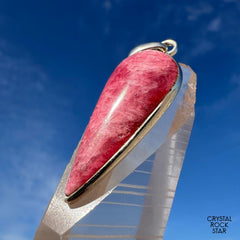 Rare Shimmery Gem Rhodonite Silver Pendant