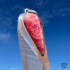 Rare Shimmery Gem Rhodonite Silver Pendant