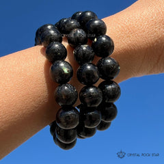 Genuine Nuummite Stretch Beaded Bracelet 10mm