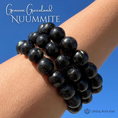 Genuine Nuummite Stretch Beaded Bracelet 10mm
