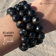 Genuine Nuummite Stretch Beaded Bracelet 10mm