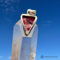 Tugtupite Triangle Silver Pendant - UV Reactive