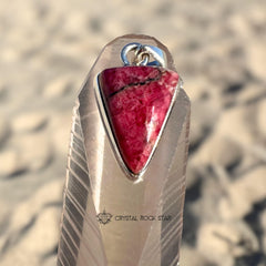 Tugtupite Triangle Silver Pendant - UV Reactive